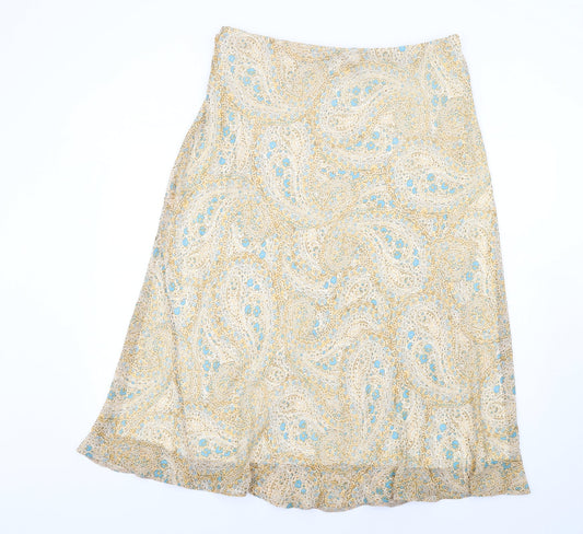 Classic Womens Multicoloured Paisley Polyester A-Line Skirt Size 18