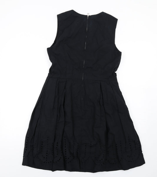 Gap Womens Black Cotton A-Line Size 10 Round Neck Zip