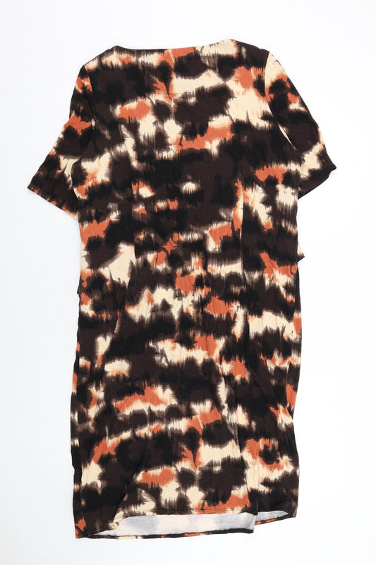 Classic Womens Brown Tie Dye Viscose A-Line Size 20 Round Neck Pullover