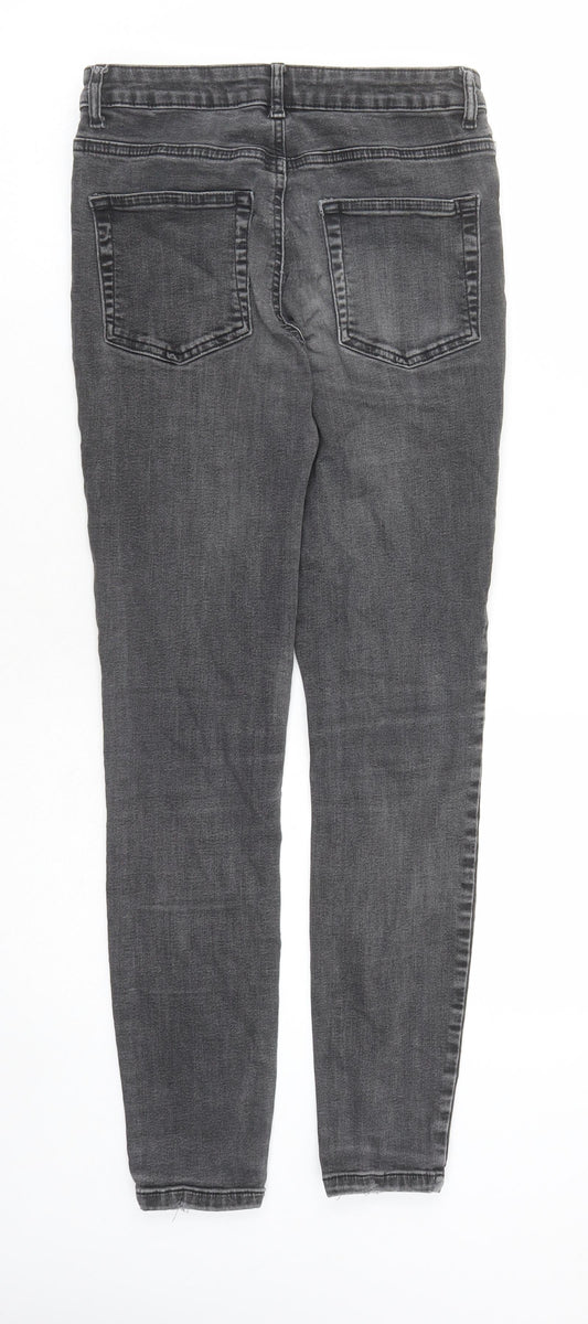 Denim & Co. Womens Grey Cotton Skinny Jeans Size 12 L27 in Regular Zip