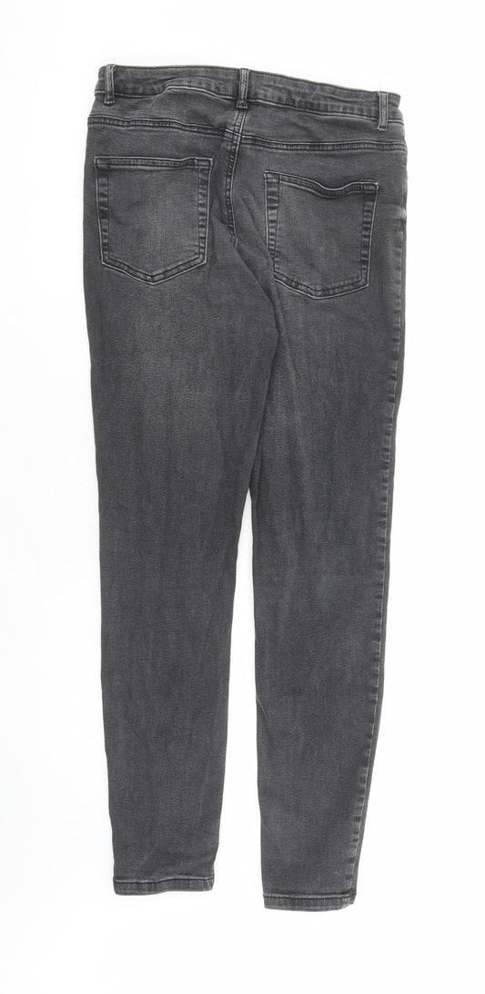 Denim & Co. Womens Grey Cotton Skinny Jeans Size 14 L27 in Regular Zip