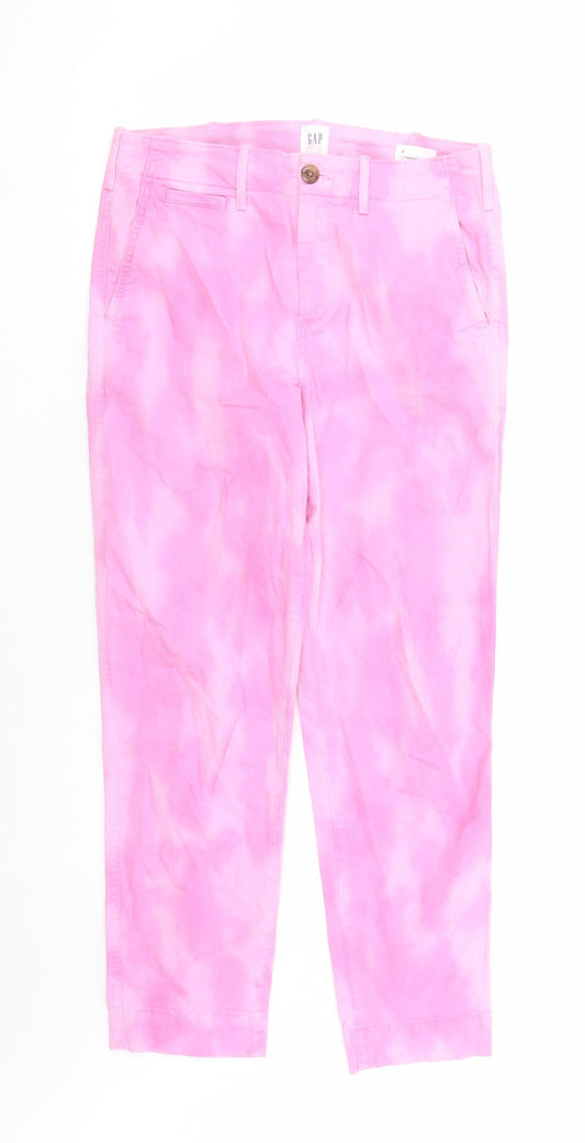 Womens UK Size 4 Gap Regular Fit Straight Pink Jeans