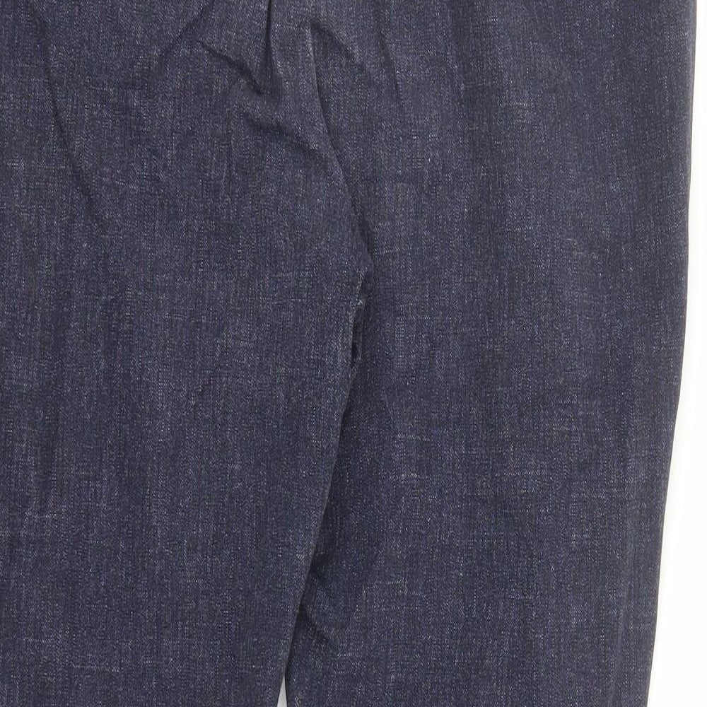 Per Una Womens Blue Cotton Cropped Jeans Size 14 L24 in Regular Zip