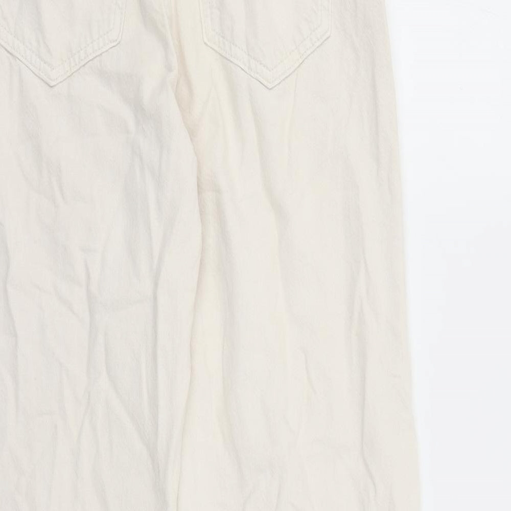 Bershka Womens Beige Polyester Wide-Leg Jeans Size 26 in L29 in Regular Zip