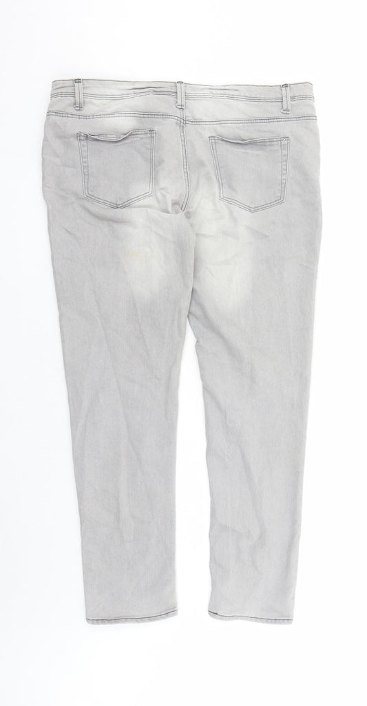 Denim & Co. Womens Grey Cotton Skinny Jeans Size 16 L28 in Regular Zip