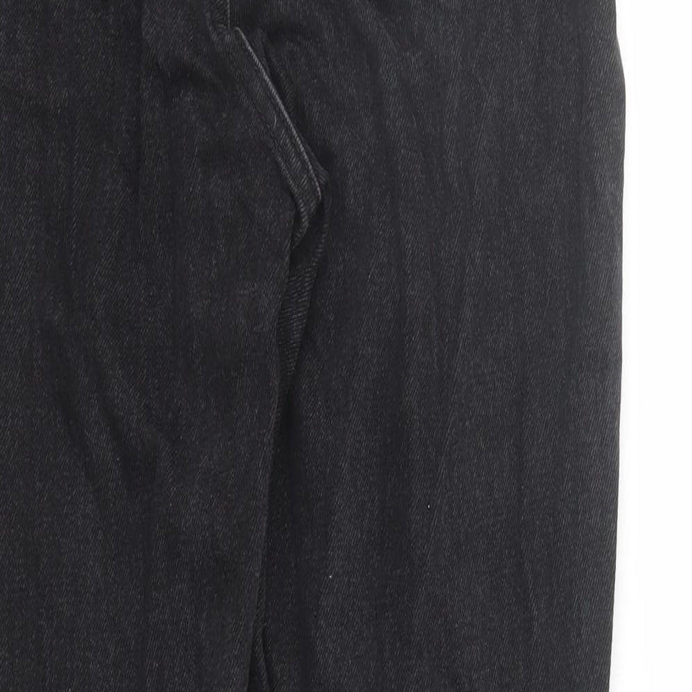 Denim & Co. Womens Black Cotton Straight Jeans Size 10 L29 in Regular Zip