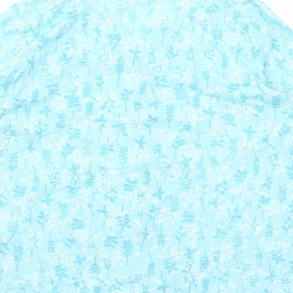 Bonmarché Womens Blue Floral Polyester Basic Button-Up Size 10 V-Neck