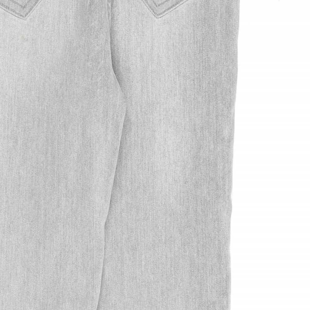 Denim & Co. Womens Grey Cotton Straight Jeans Size 12 L30 in Regular Zip