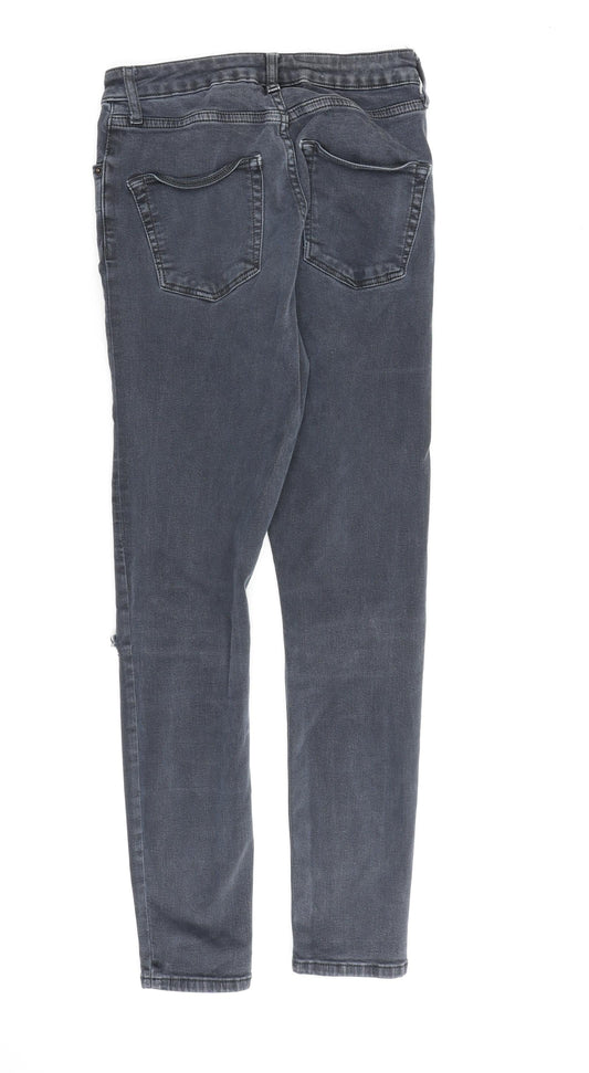 Topshop Womens Grey Cotton Skinny Jeans Size 26 in L28 in Regular Zip