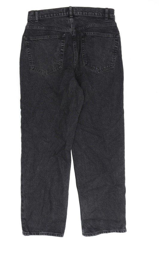 ASOS Womens Black Cotton Wide-Leg Jeans Size 30 in L32 in Regular Zip