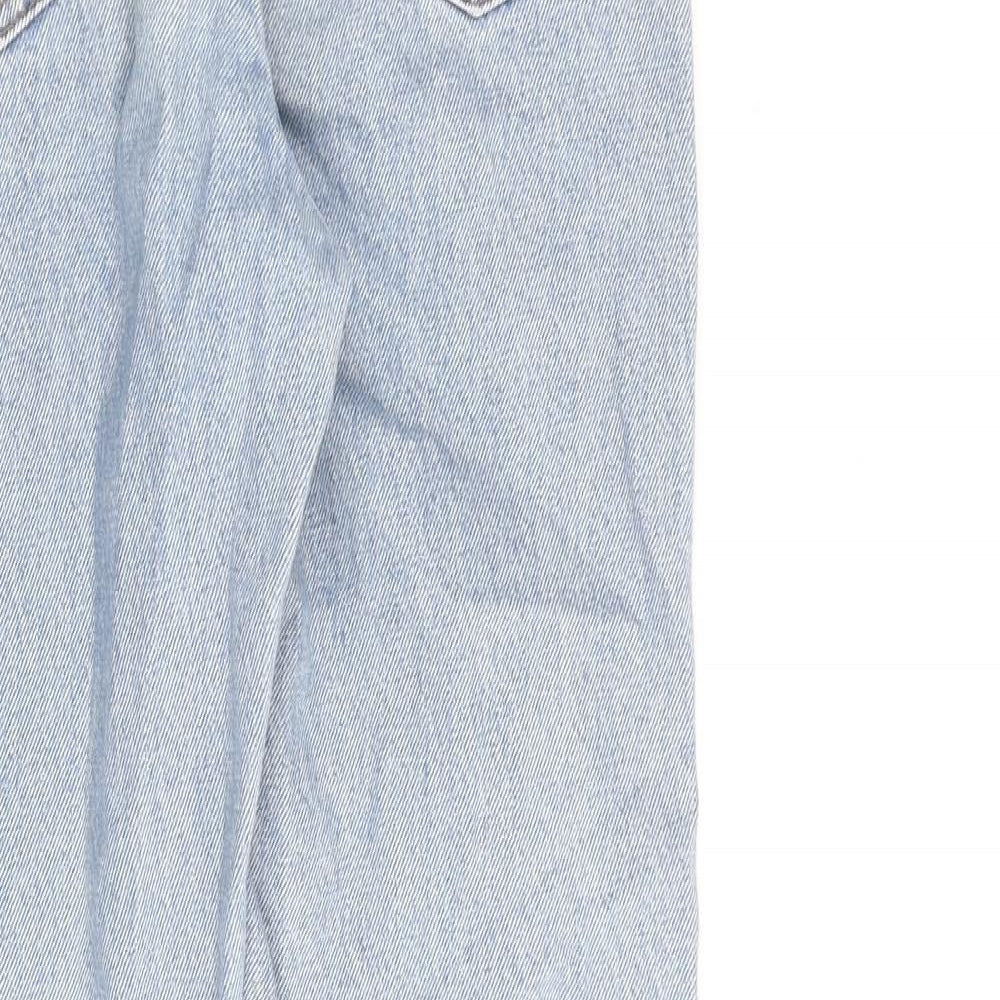 Monki Womens Blue Cotton Straight Jeans Size 24 in L27 in Regular Zip