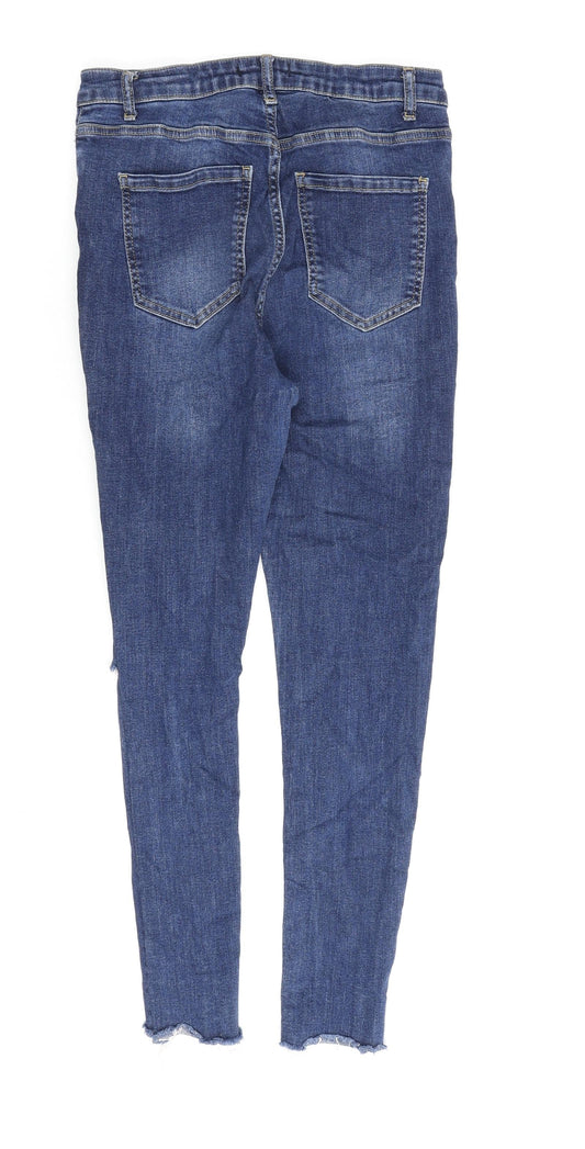 Very Womens Blue Cotton Skinny Jeans Size 12 L26 in Regular Zip