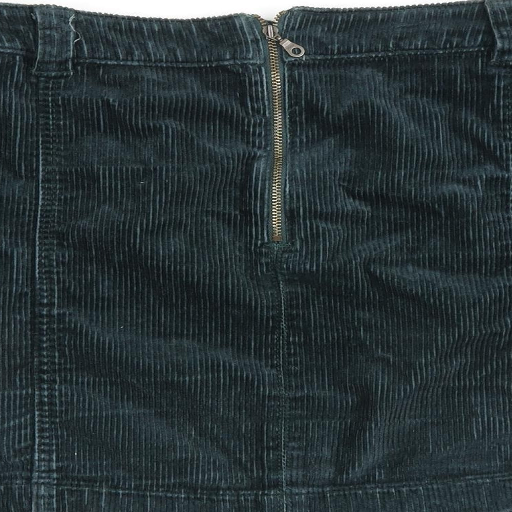 Indigo Womens Green Cotton A-Line Skirt Size 14 Zip
