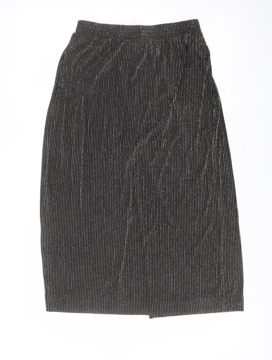 Monki Womens Black Striped Polyamide A-Line Skirt Size XS