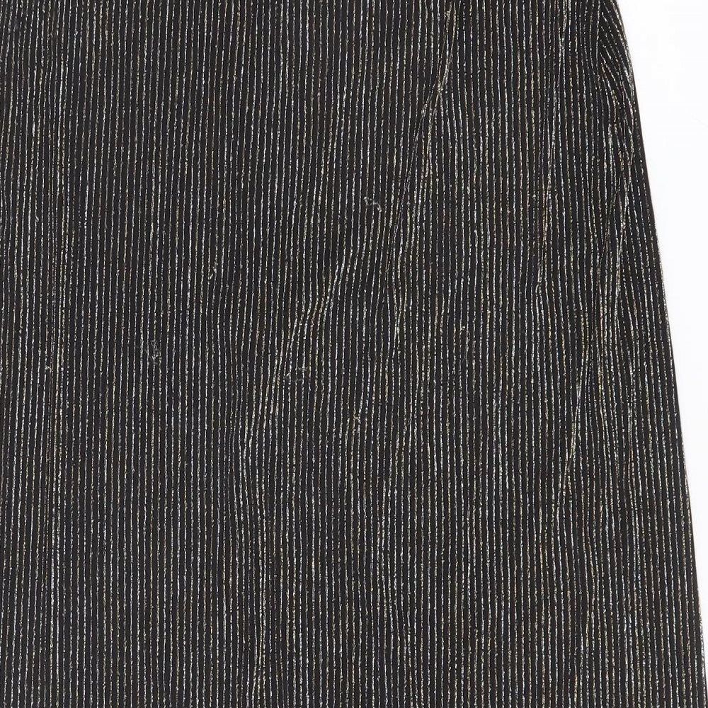 Monki Womens Black Striped Polyamide A-Line Skirt Size XS