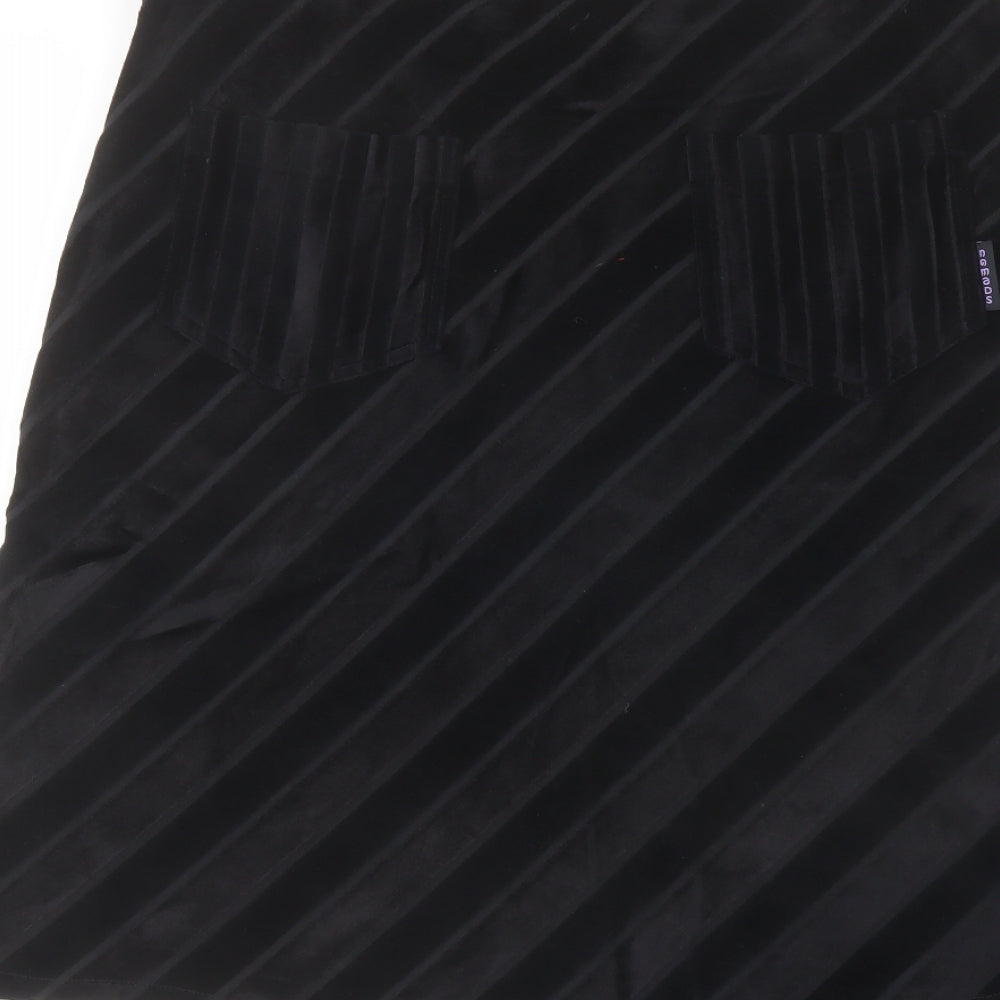 Nomads Womens Black Striped Viscose A-Line Skirt Size L Zip