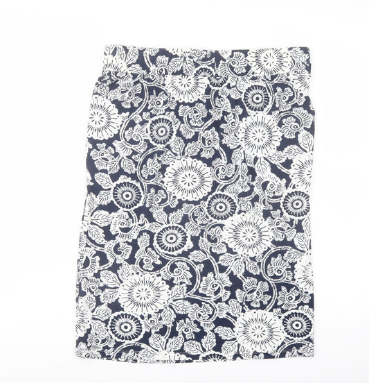 Marks and Spencer Womens Blue Geometric Viscose A-Line Skirt Size 12