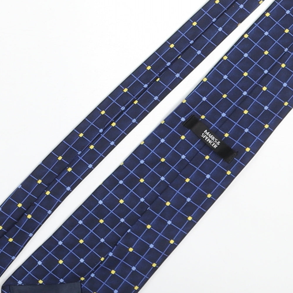 Marks and Spencer Mens Blue Plaids & Checks Polyester Pointed Tie One Size