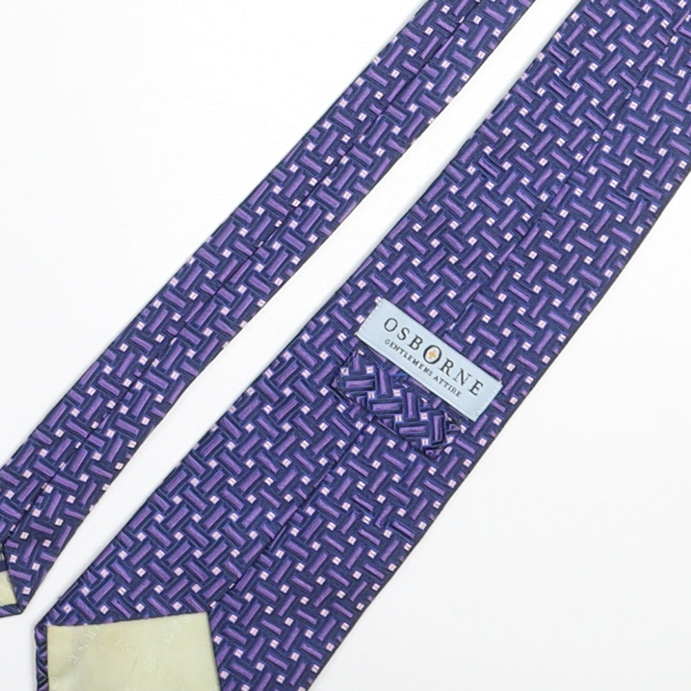 Osborne Mens Multicoloured Geometric Silk Pointed Tie One Size