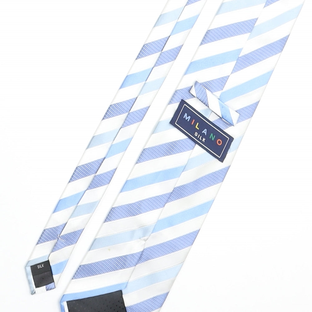 Milano Mens Blue Striped Satin Pointed Tie One Size
