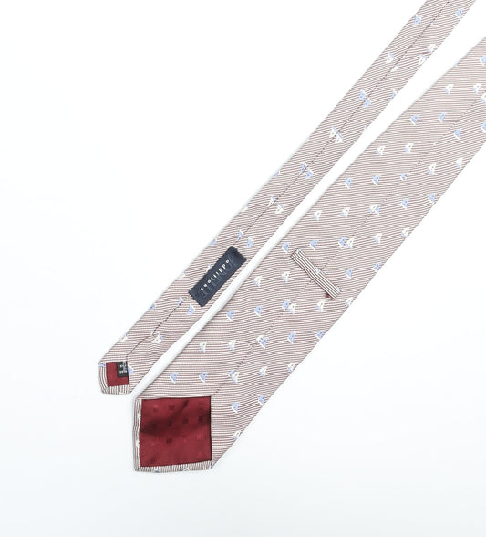 Jonelle Mens Multicoloured Geometric Silk Pointed Tie One Size - Boat Print