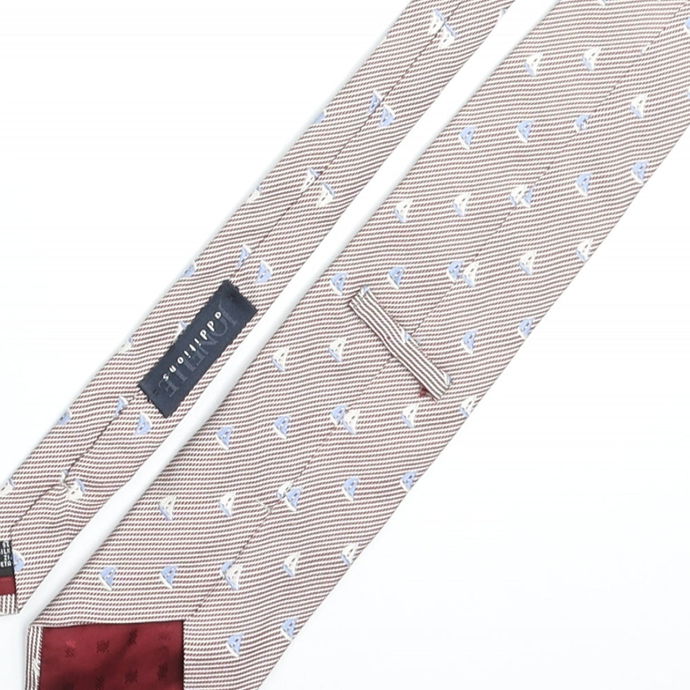 Jonelle Mens Multicoloured Geometric Silk Pointed Tie One Size - Boat Print