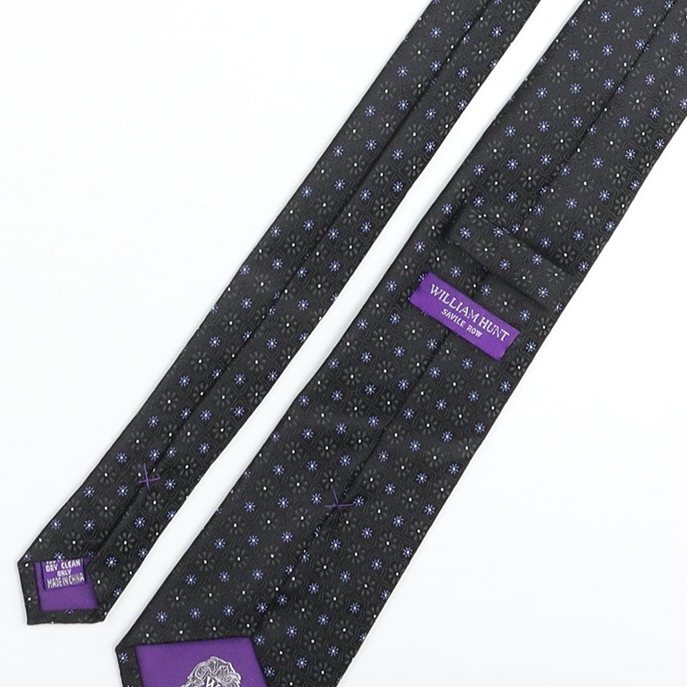 William Hunt Mens Black Geometric Silk Pointed Tie One Size
