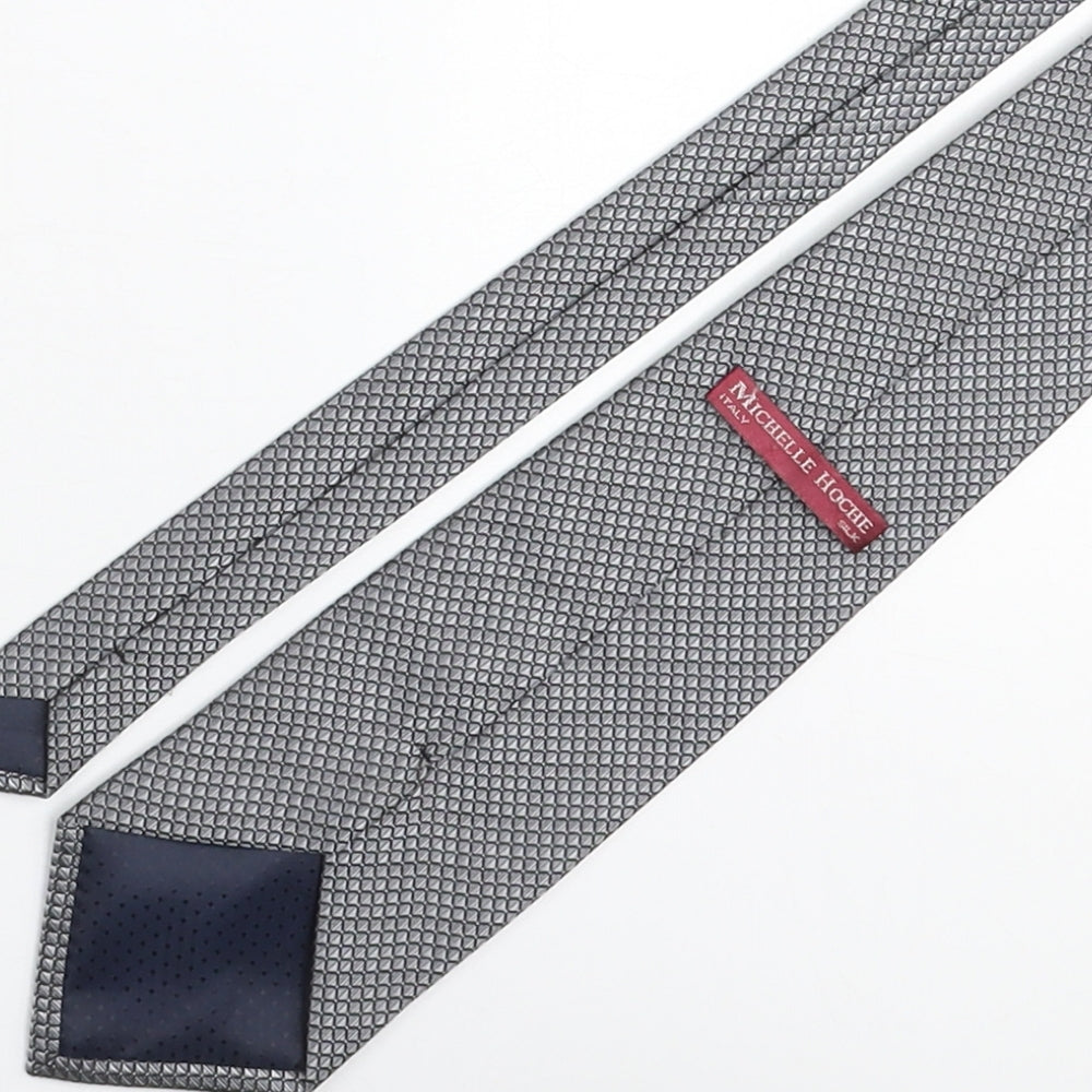 Michelle Hoche Mens Grey Geometric Silk Pointed Tie One Size