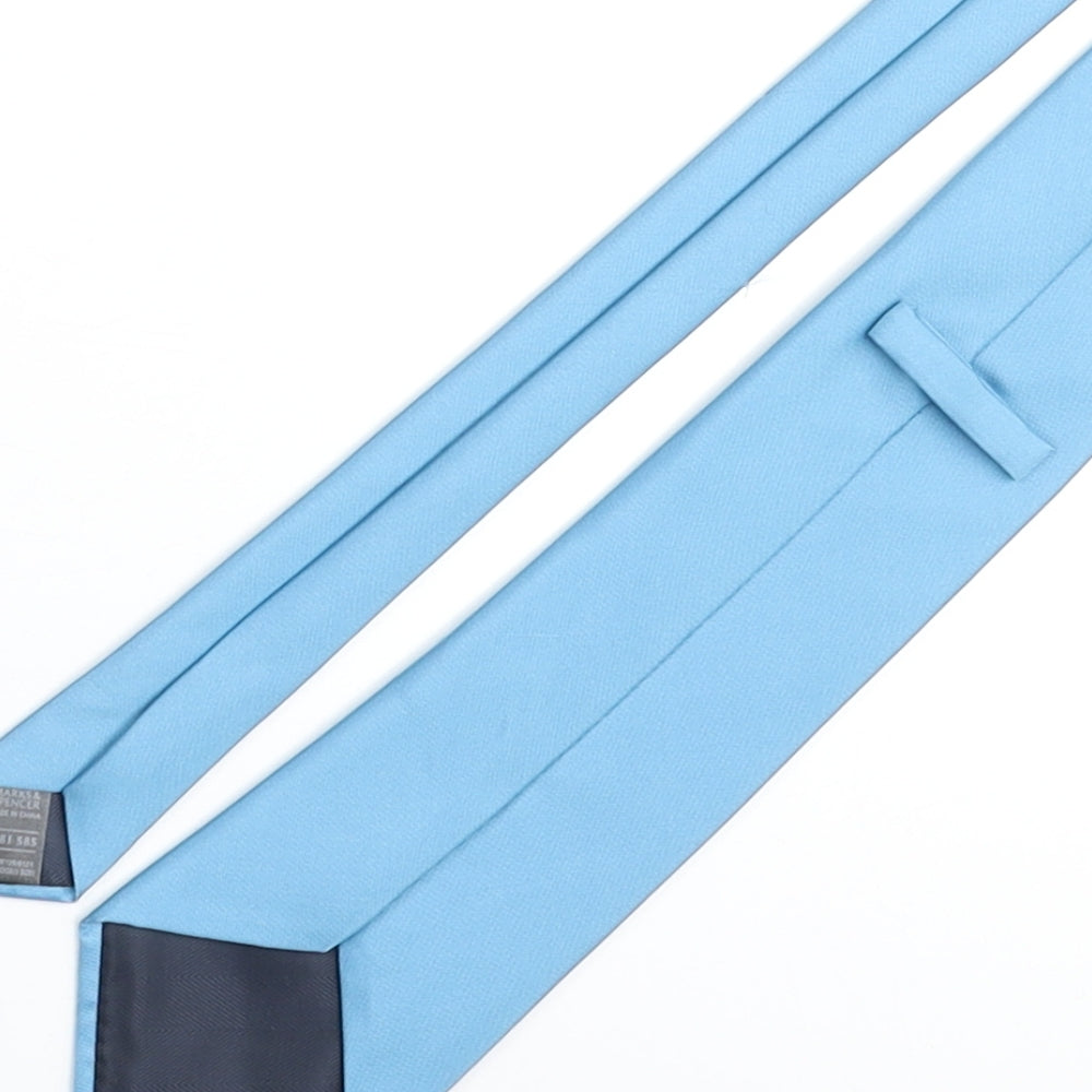 Mens Marks and Spencer Blue No Pattern Pointed Tie