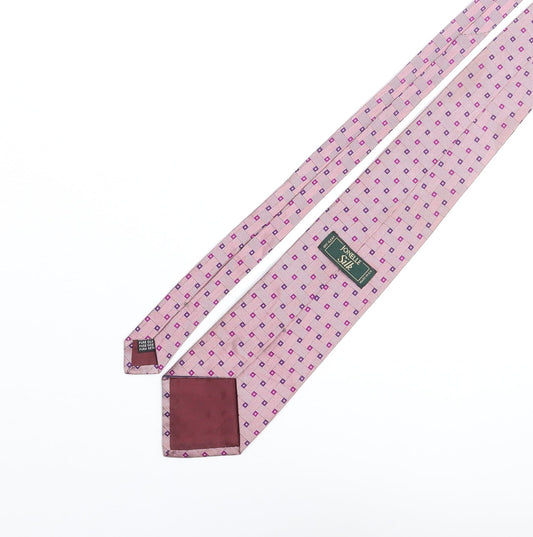 Jonelle Mens Pink Geometric Silk Pointed Tie One Size