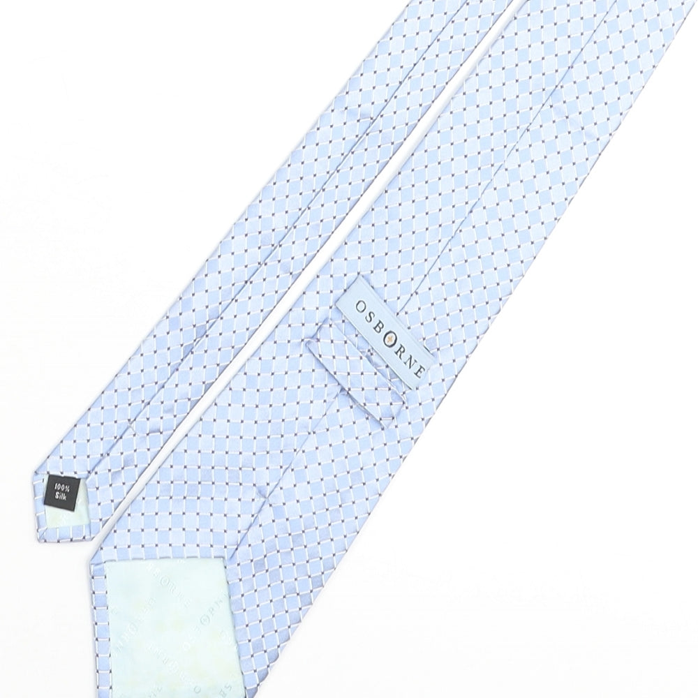 Osborne Mens Blue Plaids & Checks Silk Pointed Tie One Size