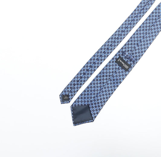 Michaelsons Mens Blue Plaids & Checks Polyester Pointed Tie One Size