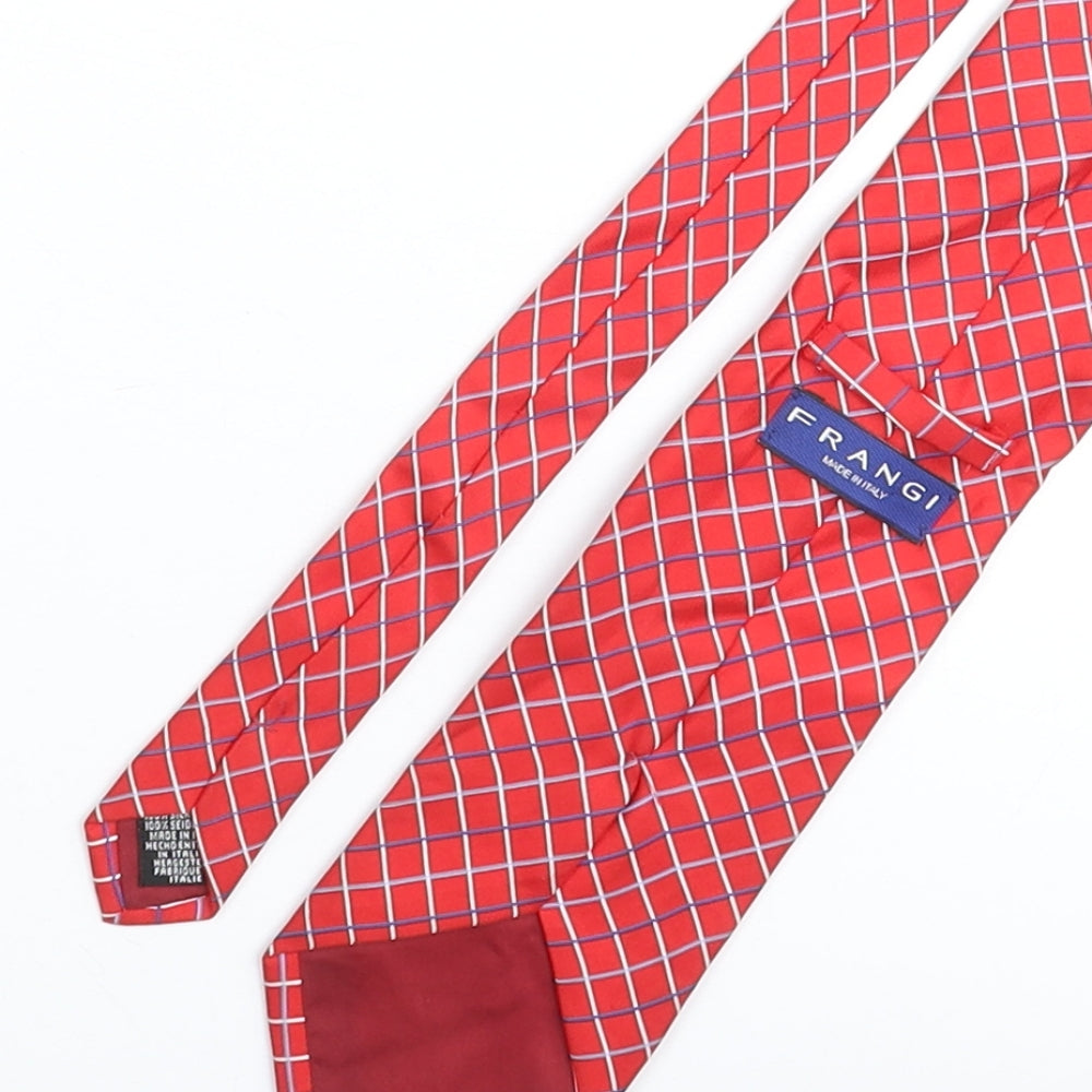 Mens Frangi Red Plaids & Checks Pointed Tie