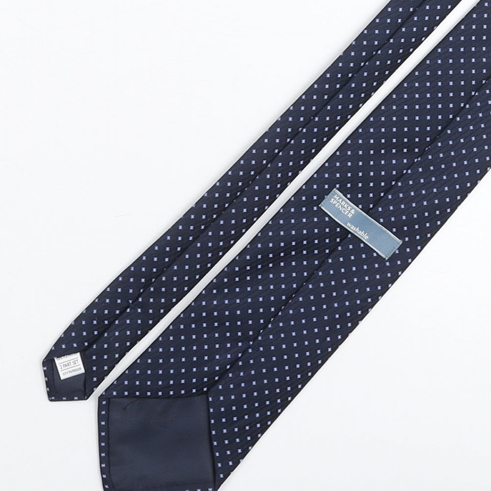 Marks and Spencer Mens Blue Geometric Polyester Pointed Tie One Size