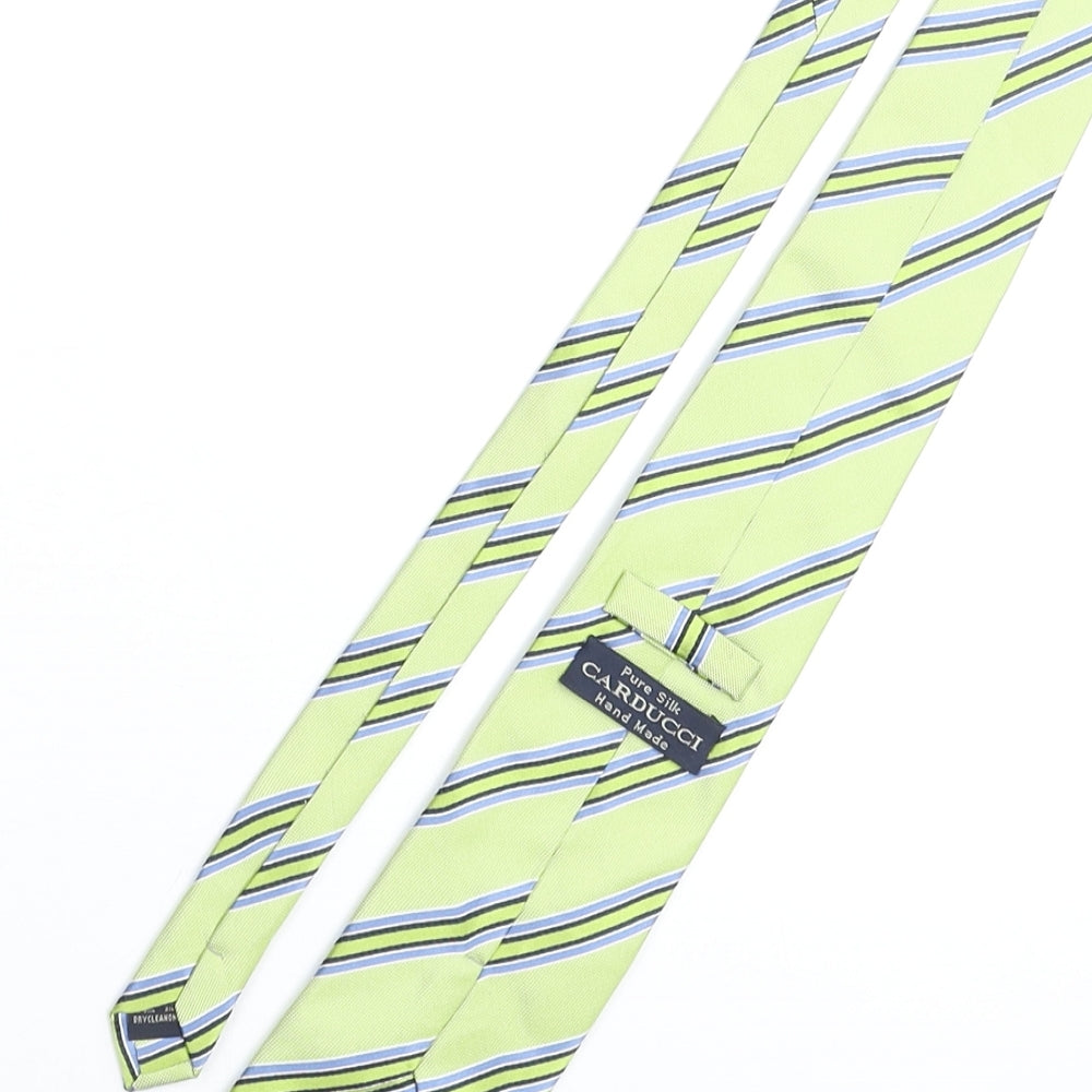 Mens Carducci Green Striped Pointed Tie