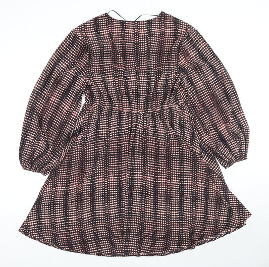 Per Una Womens Multicoloured Geometric Polyester Trapeze & Swing Size 12 V-Neck Pullover