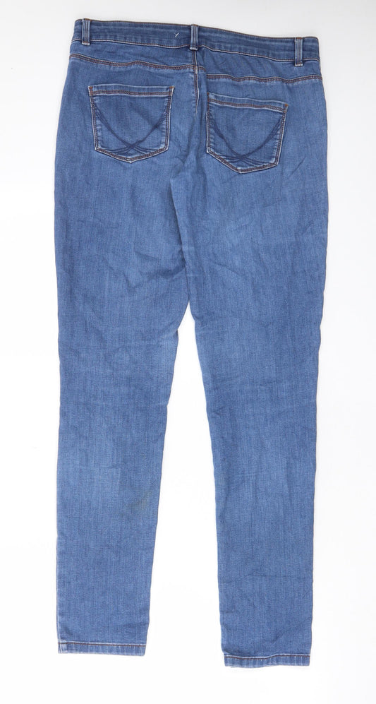 Oasis Womens Blue Cotton Skinny Jeans Size 10 L30 in Regular Zip - Stretch