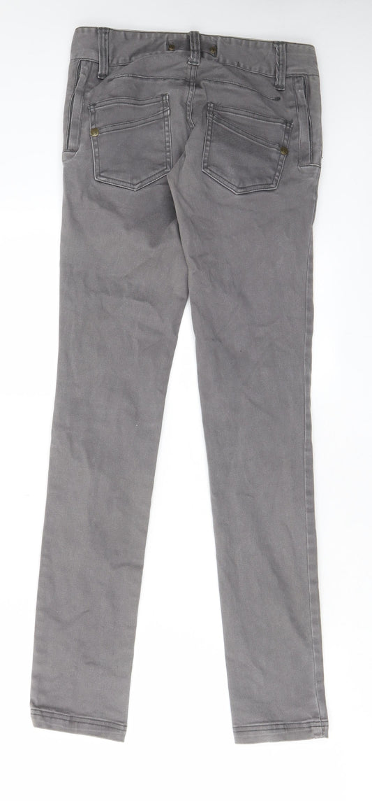 Pull&Bear Womens Grey Cotton Straight Jeans Size 8 L32 in Regular Zip - Pockets, Belt Loops, Zips