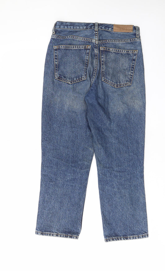 Topshop Womens Blue Cotton Straight Jeans Size 25 in L28 in Regular Button - Pockets, Belt Loops