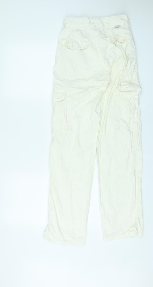 Womens UK Size 6 Pull&Bear Regular Fit Cargo Ivory Trousers
