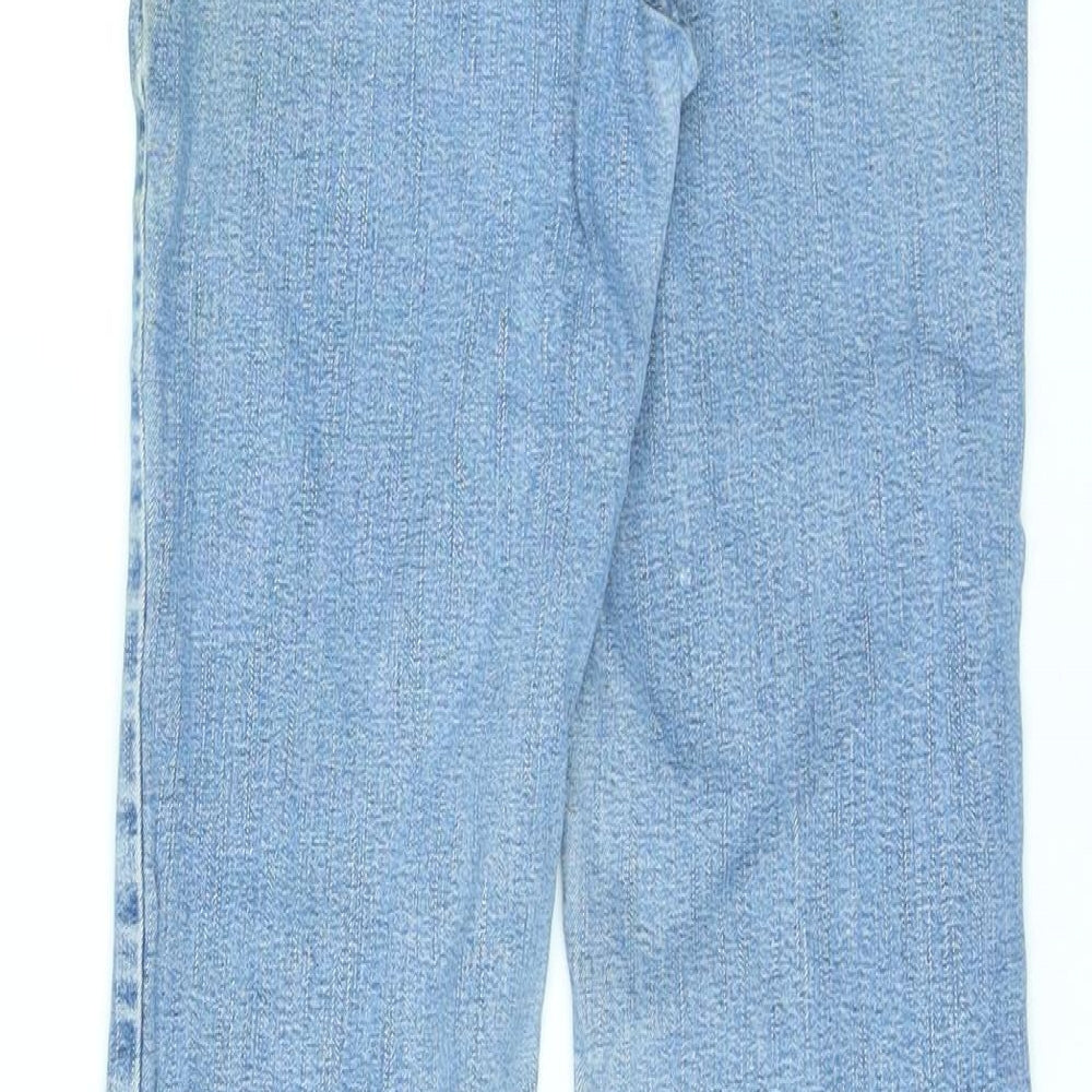 Per Una Womens Blue Cotton Straight Jeans Size 8 L23 in Regular Zip - Raw Hems