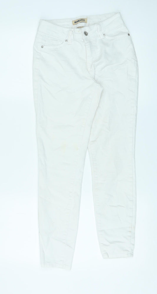 Womens UK Size 24 in Blue Spice Regular Fit Skinny Ivory Jeans