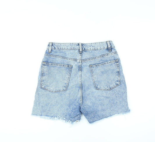 Denim & Co. Womens Blue Cotton Boyfriend Shorts Size 8 L4 in Regular Zip - Raw Hems, Distressed