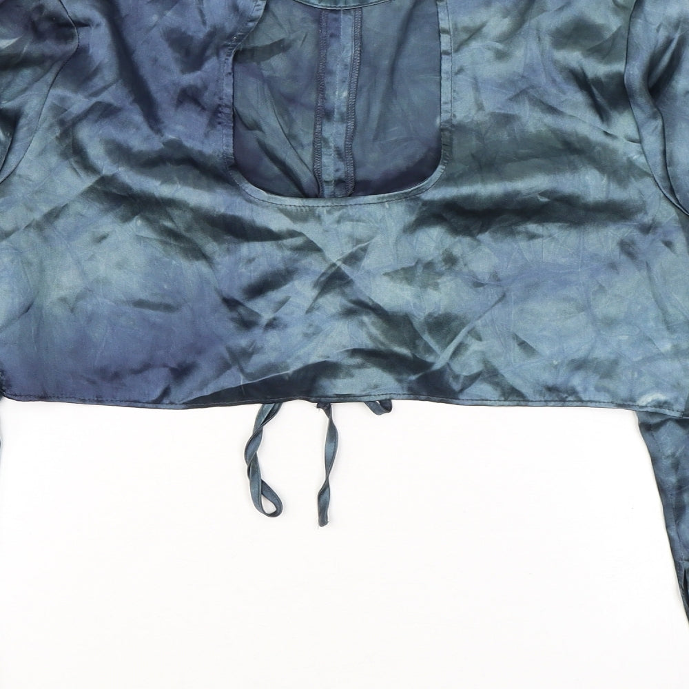 Womens UK Size 12 Topshop Blue Cropped Blouse