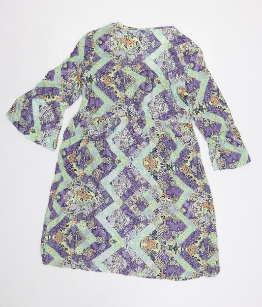 Indigo Womens Multicoloured Floral Modal A-Line Size 8 V-Neck Pullover