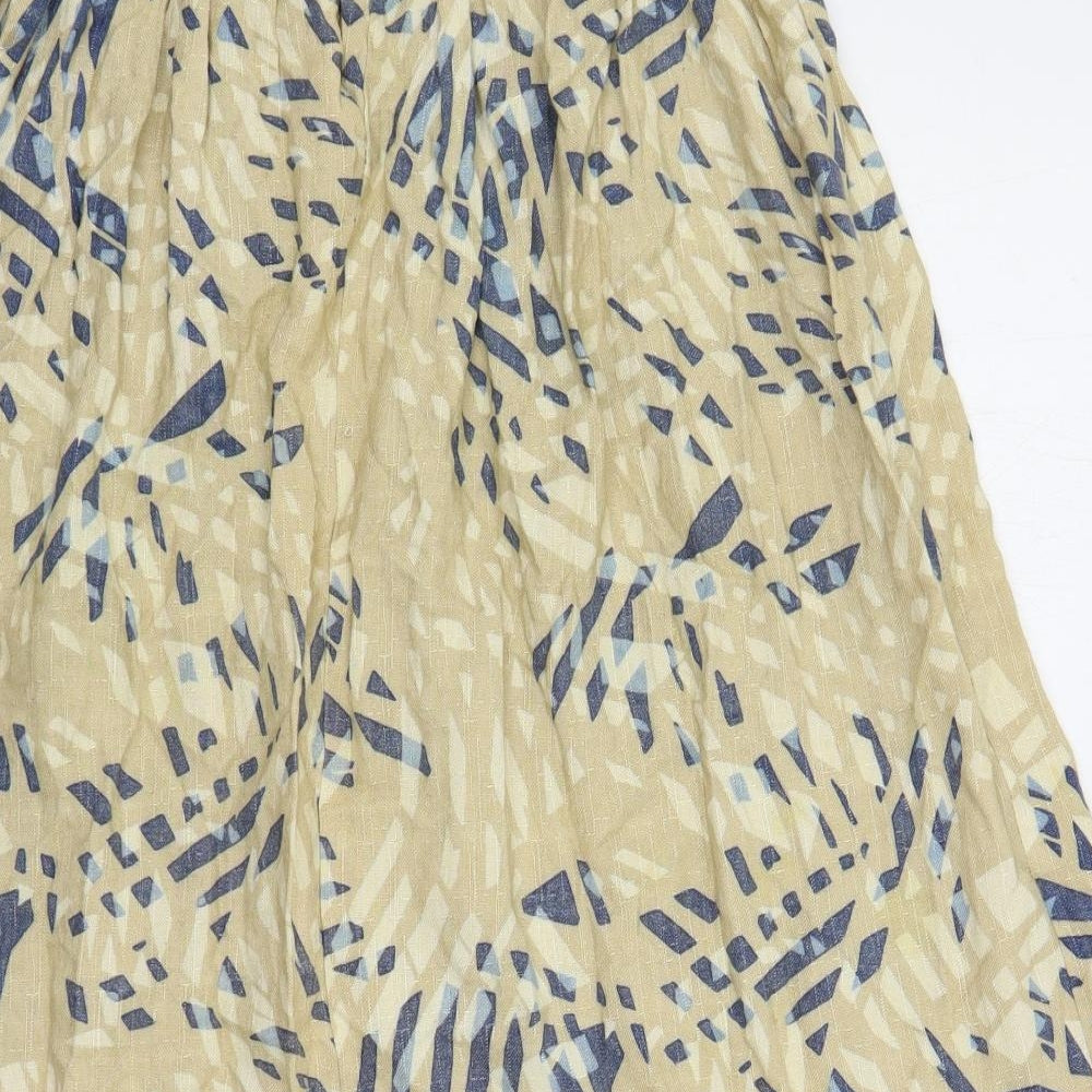 Melrose Womens Beige Geometric Viscose A-Line Skirt Size S Button