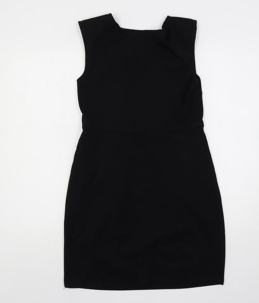 New Look Womens Black Polyester Shift Size 12 Boat Neck Pullover