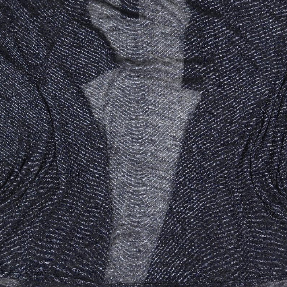 Debut Womens Black Acrylic Kimono Blouse One Size V-Neck - Glitter detail