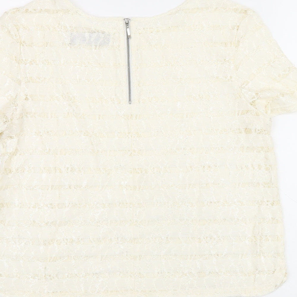 Womens UK Size 12 Dorothy Perkins Beige Basic T-Shirt