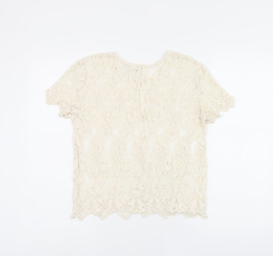 Womens UK Size M Zara Beige Jersey T-Shirt